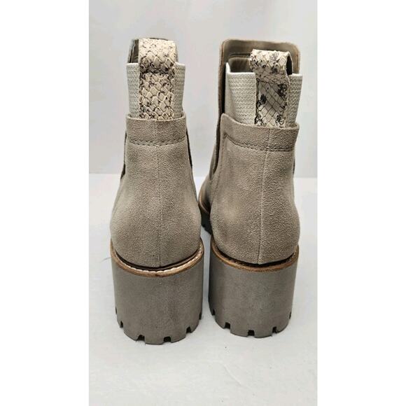 Dolce Vita Womens Boots 9.5 M Beige Suede Ankle Booties Chunky Heel Pull On - Picture 5 of 10